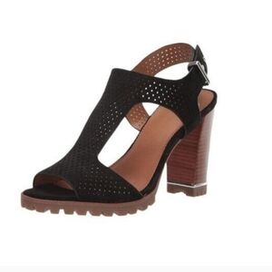 FRANCO SARTO Allister Perforated Suede Lug Sole Sandal Taupe Women Size 8.5